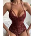 Floral Lace Scallop Trim Crotchless Lace Teddy Bodysuit L1