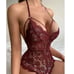 Floral Lace Scallop Trim Crotchless Lace Teddy Bodysuit L1