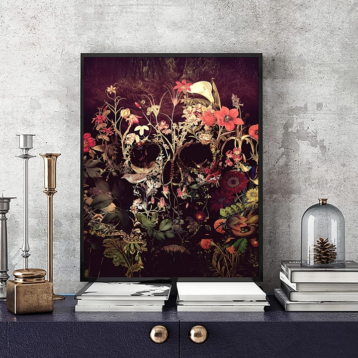 5D DIY Diamond Painting Kits For Adults Skull Flower Full Drill Embroidery-ezj