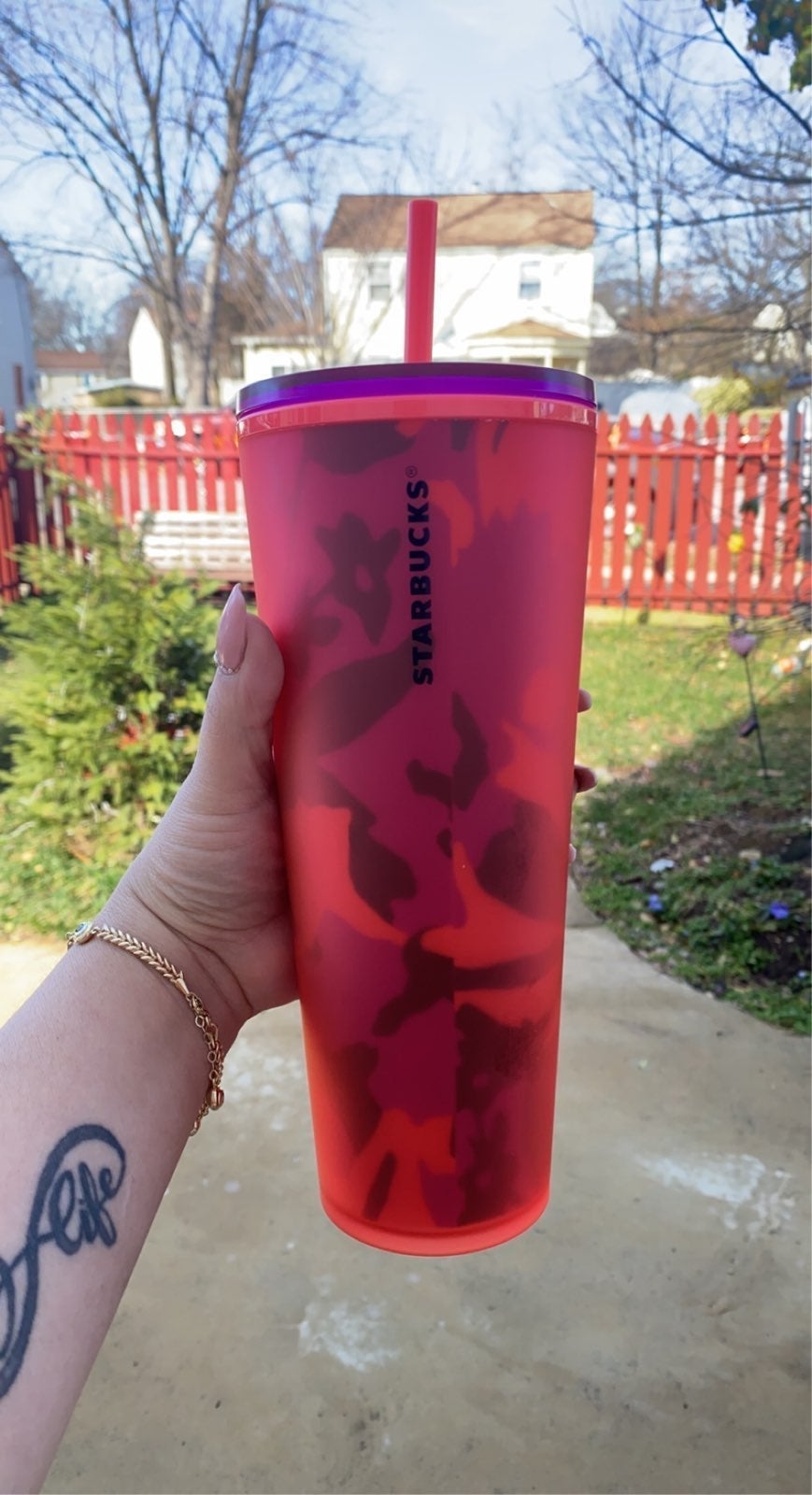 Starbucks soft touch floral tumbler 24oz,