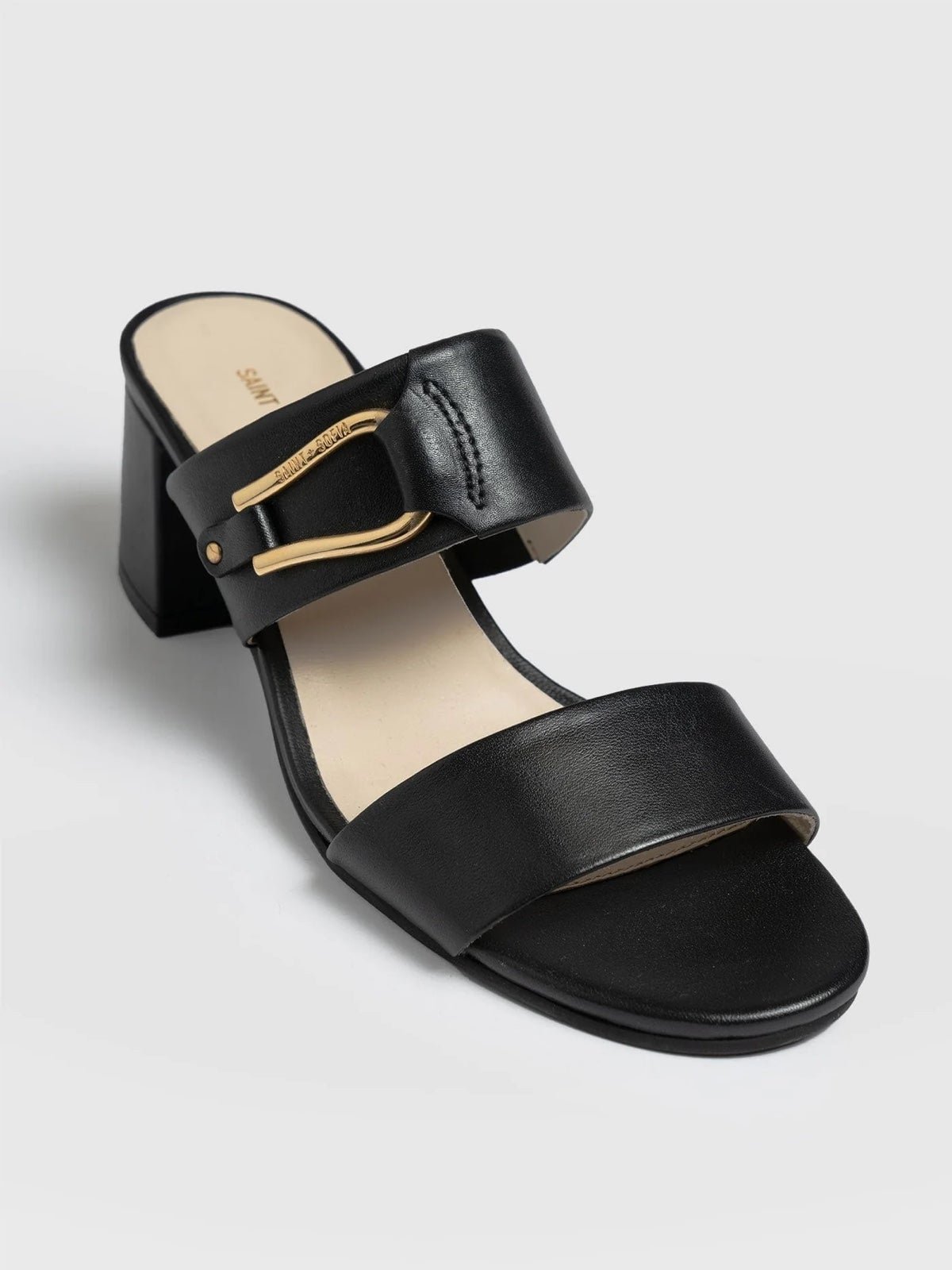Saint + Sofia Maida Leather Block Heeled Mules