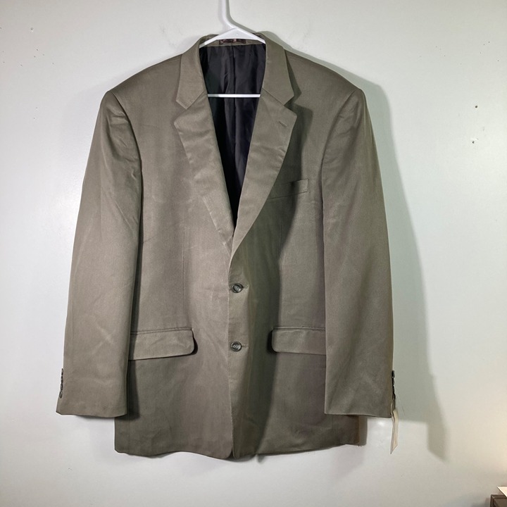 Mens Jones New York Drake Silk Suit Jacket Coat Brown Green 46 Reg NWT