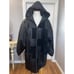 VTG Winlit leather Coat Women Medium Black Hoodie Patched Long Sleeve Full Zip