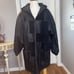 VTG Winlit leather Coat Women Medium Black Hoodie Patched Long Sleeve Full Zip