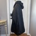VTG Winlit leather Coat Women Medium Black Hoodie Patched Long Sleeve Full Zip