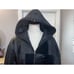 VTG Winlit leather Coat Women Medium Black Hoodie Patched Long Sleeve Full Zip