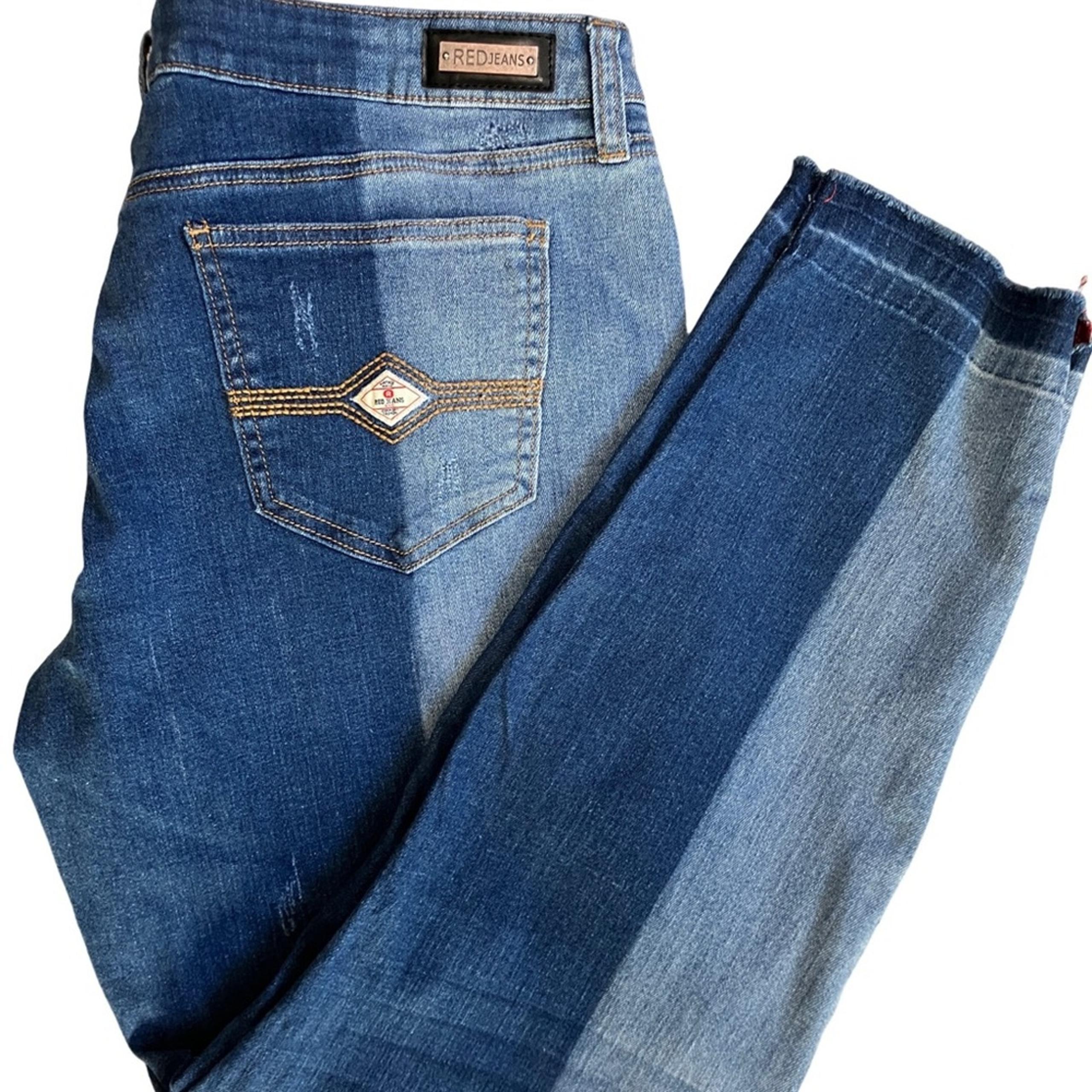 NYC RED JEANS 17/18 Blue Two-Tone Ankle & Cropped Jeans