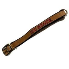 Embroidered Tan Leather Dog Collar Size 2XL