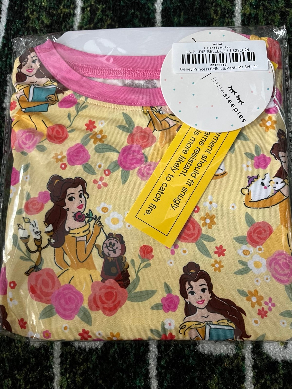 Little Sleepies Disney Princess Belle Longsleeve PJ Set Size 4T NIB NWT