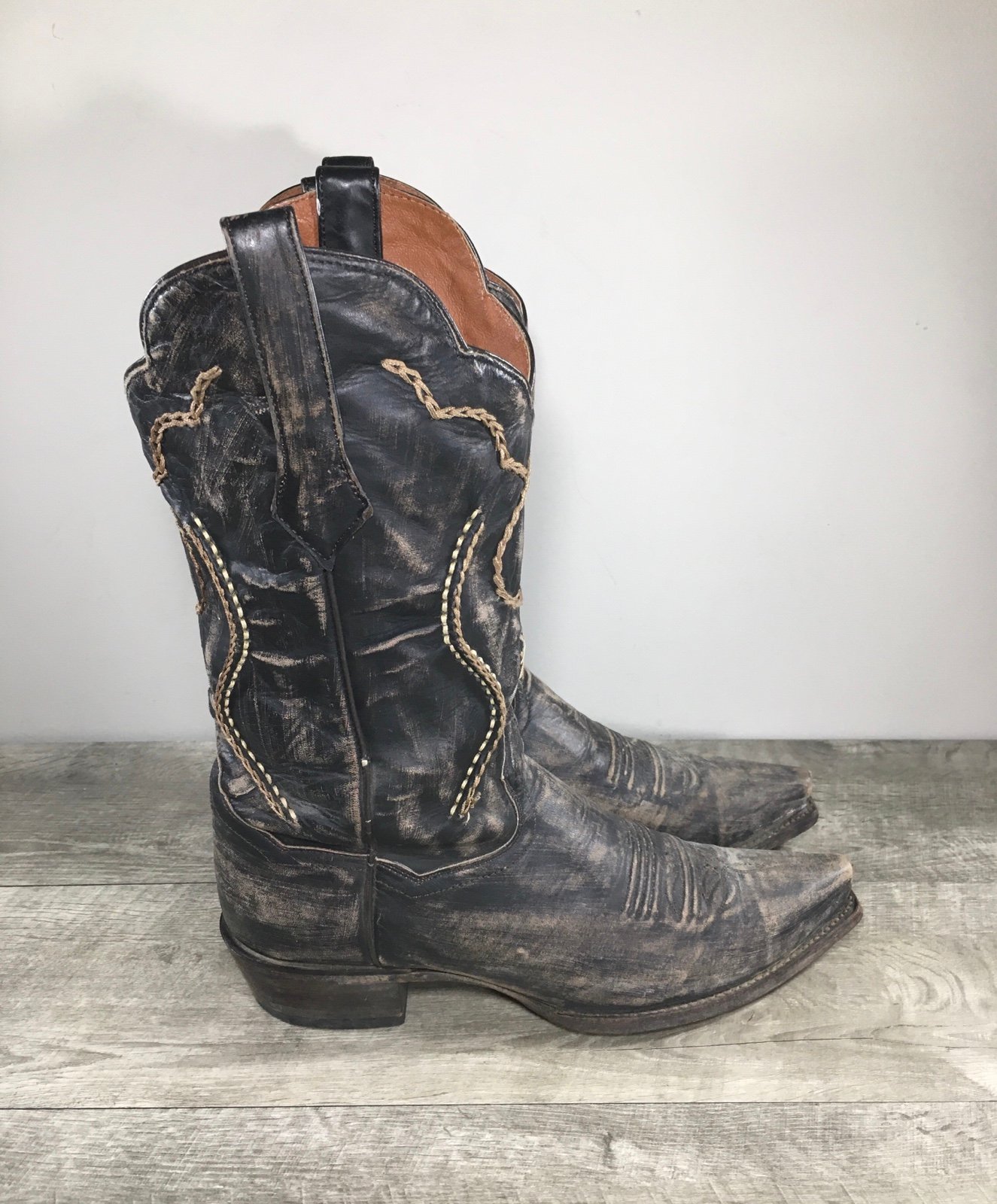 Dan Post DP26680 Tyree Mens Leather Cowboy Western Chainlaced Boots Size 9.5