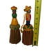 Vintage Wooden Hand Painted Pair Sombrero Man & Lady Fruit Basket Rhody Brush