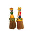 Vintage Wooden Hand Painted Pair Sombrero Man & Lady Fruit Basket Rhody Brush