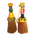 Vintage Wooden Hand Painted Pair Sombrero Man & Lady Fruit Basket Rhody Brush