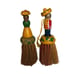 Vintage Wooden Hand Painted Pair Sombrero Man & Lady Fruit Basket Rhody Brush