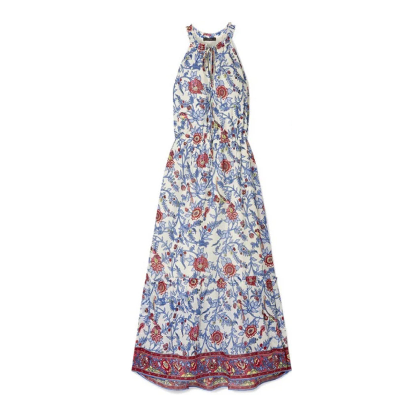 J. Crew Floral Maxi Dress Sleeveless Halter Tiered Size 8 Cotton Fit & Flare