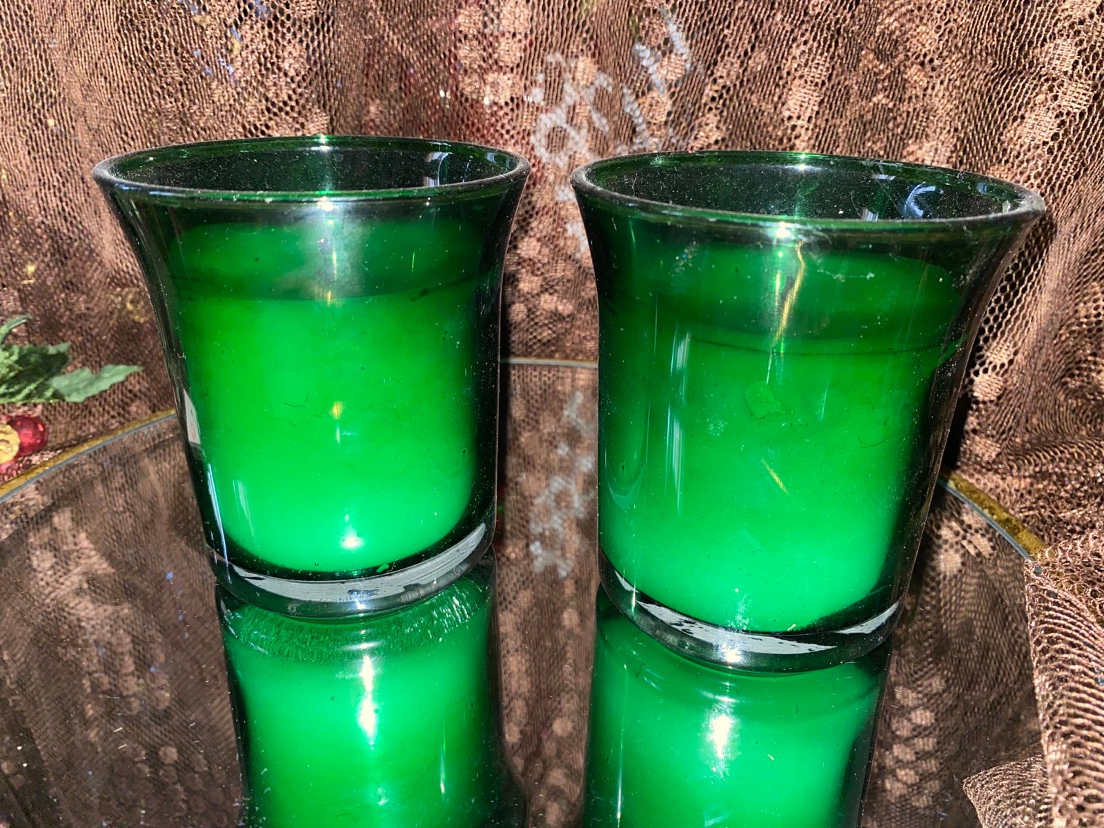 2 Emerald Green candles