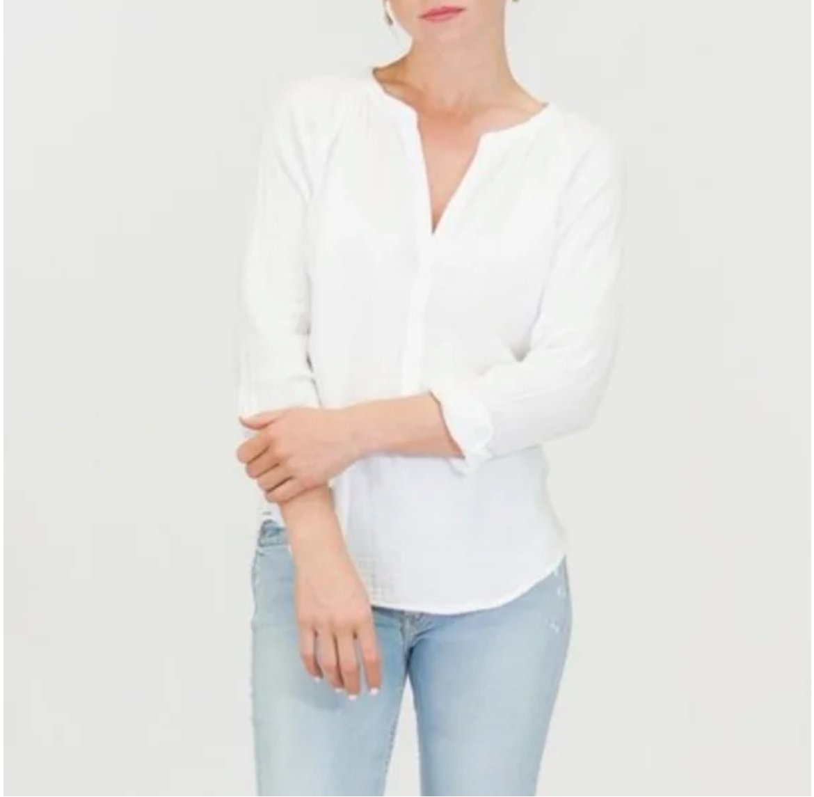 Xirena Hemingway Henley Gauze Long Sleeve Top in White size L