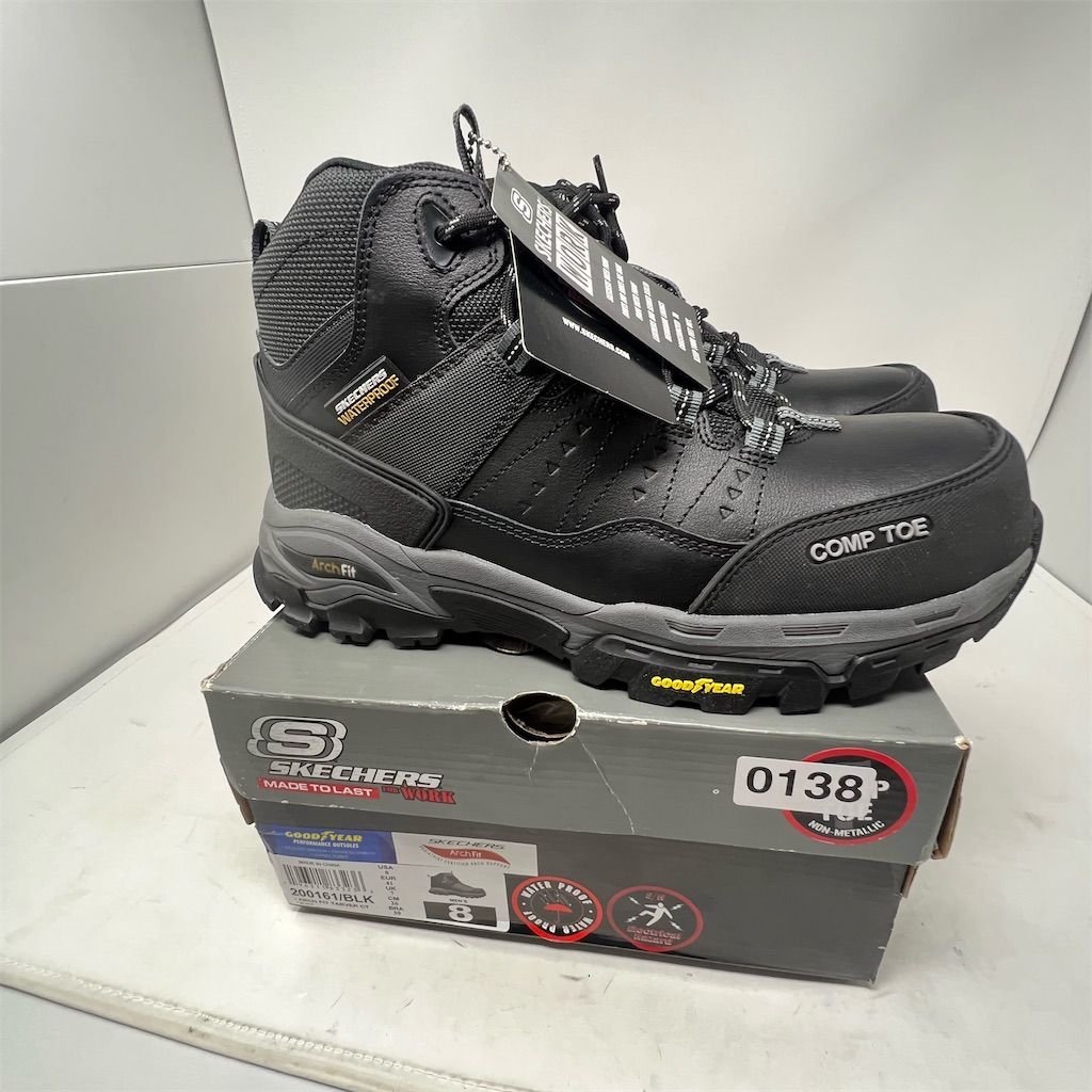 Skechers Men's Tarver CT Work Boots Black Size 8 Composite Toe, Goodyear sole