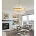 NEW! Q&S 6-Lights Gold Modern Crystal CHANDELIER Light Fixture, Round Glass