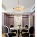 NEW! Q&S 6-Lights Gold Modern Crystal CHANDELIER Light Fixture, Round Glass