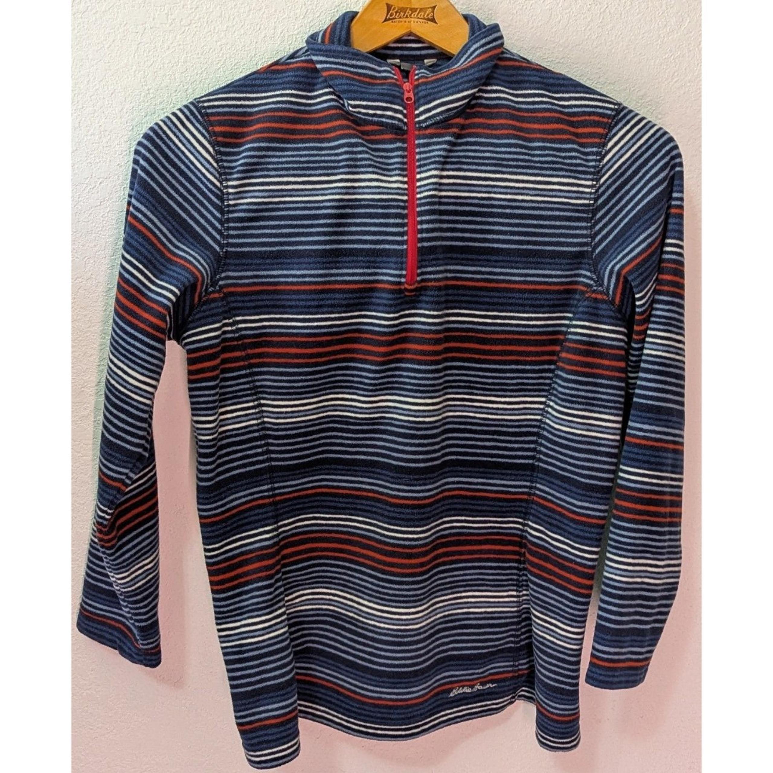 Eddie Bauer Fast Fleece Sweater Womens Size Small 1/4 Zip Pullover Striped (838)