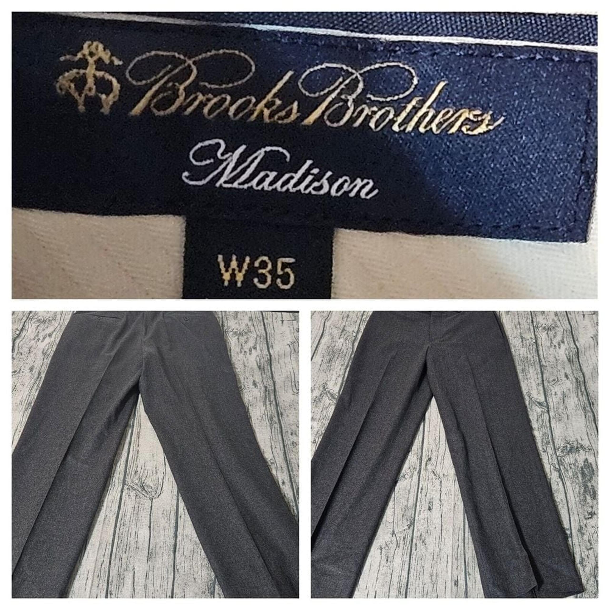 Dress Pants Mens 35X31 Madison Wool Gray EUC - Brooks Brothers