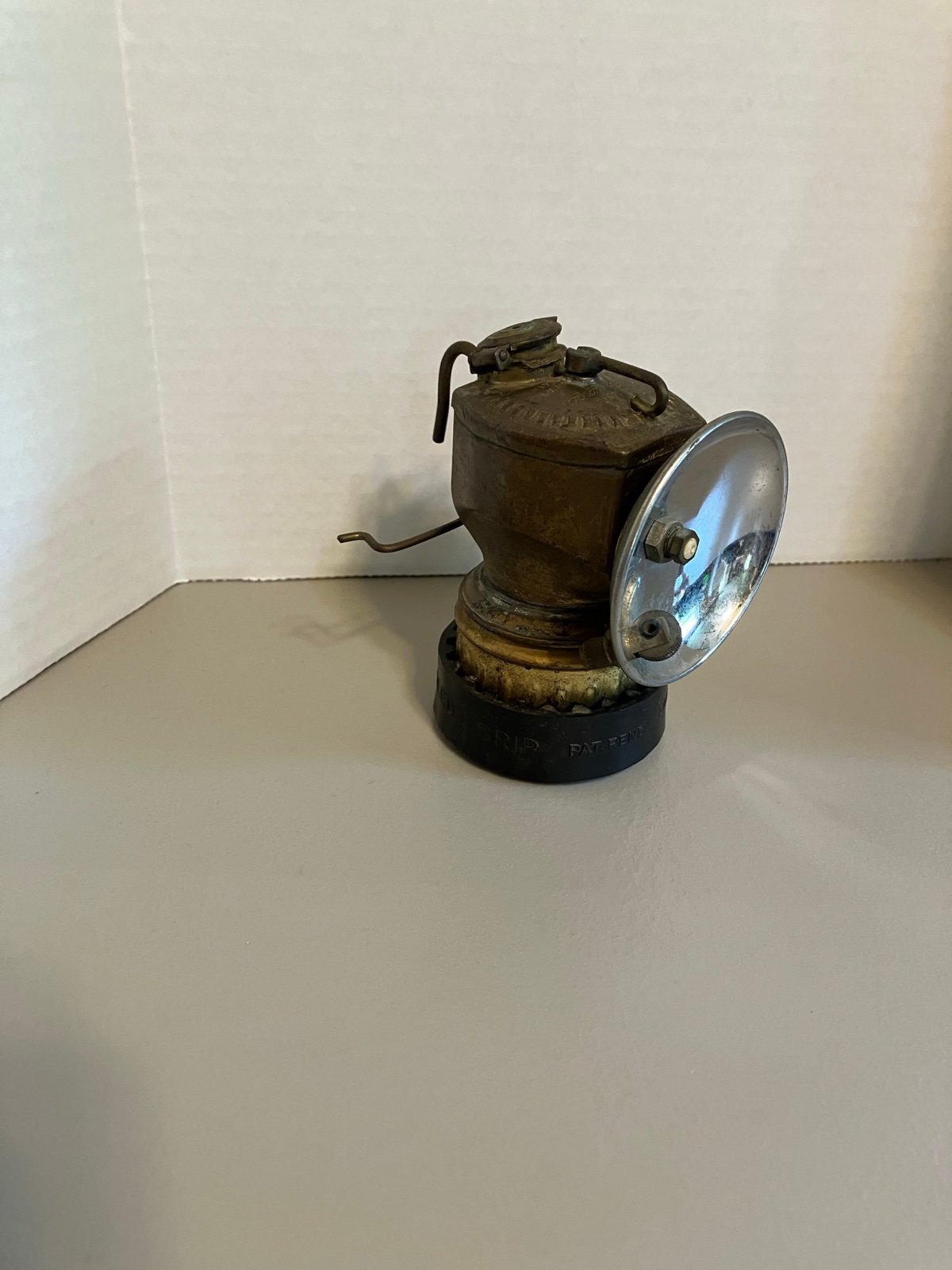 1930s Antique Justrite Bronze Coal Miner's Carbide Mining Lamp