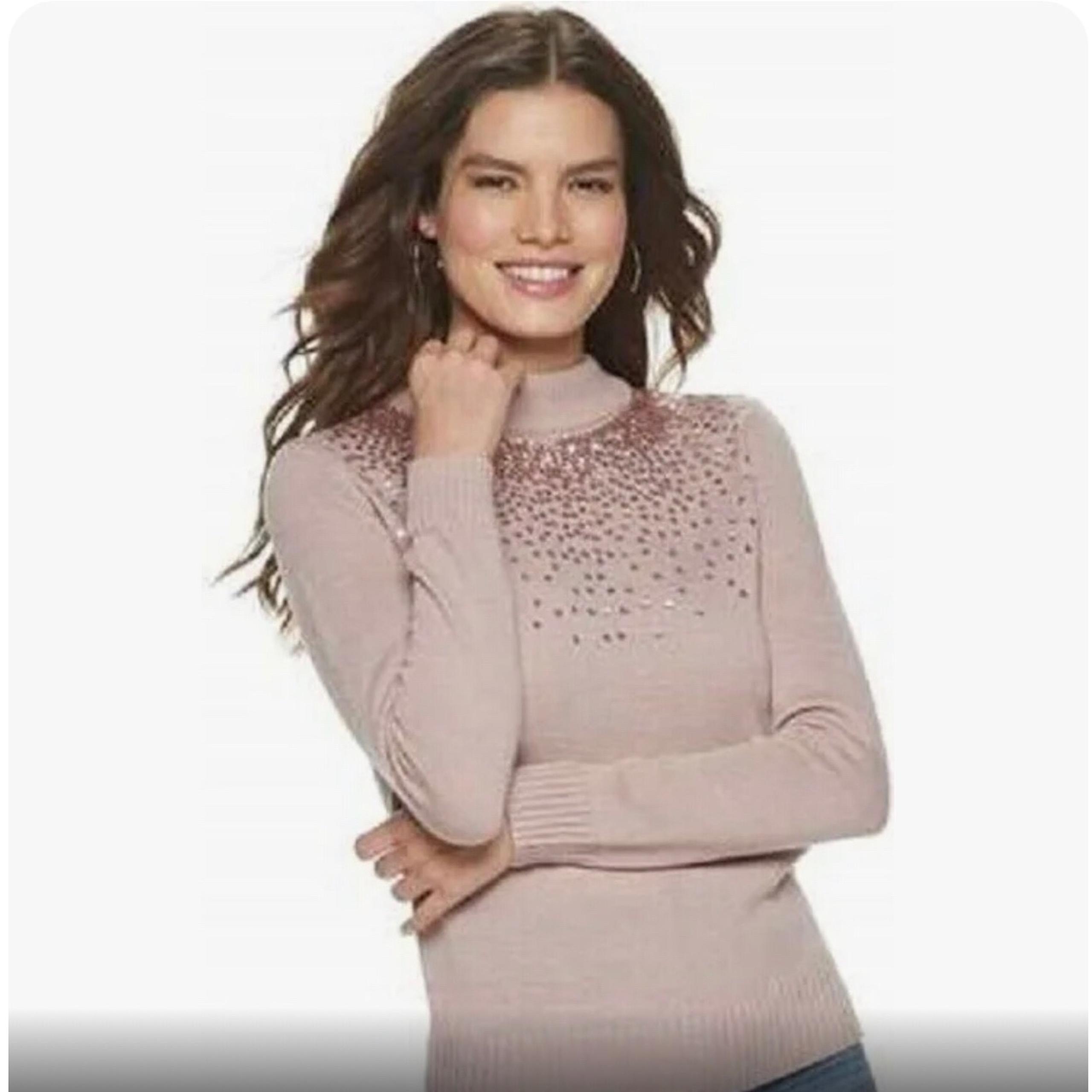 Juicy Couture XS Pink Mockneck Gradient Sequin Sweater nwot
