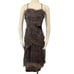 Celo Brown Flowy Raw Edge Snakeskin Print Ribbon Strip Dress M
