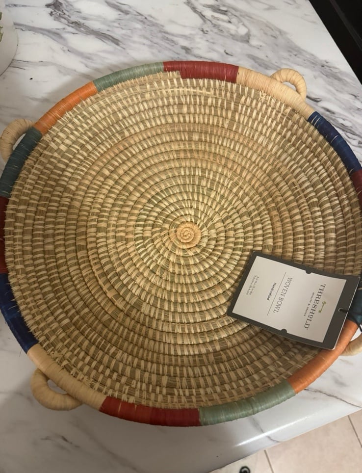 THRESHOLD NWT hand crafted woven bowl with handles