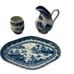HTF 3 Mottahedeh Blue Canton Vista Alegre Tray 137, Toothpick 145, Creamer 144