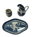 HTF 3 Mottahedeh Blue Canton Vista Alegre Tray 137, Toothpick 145, Creamer 144