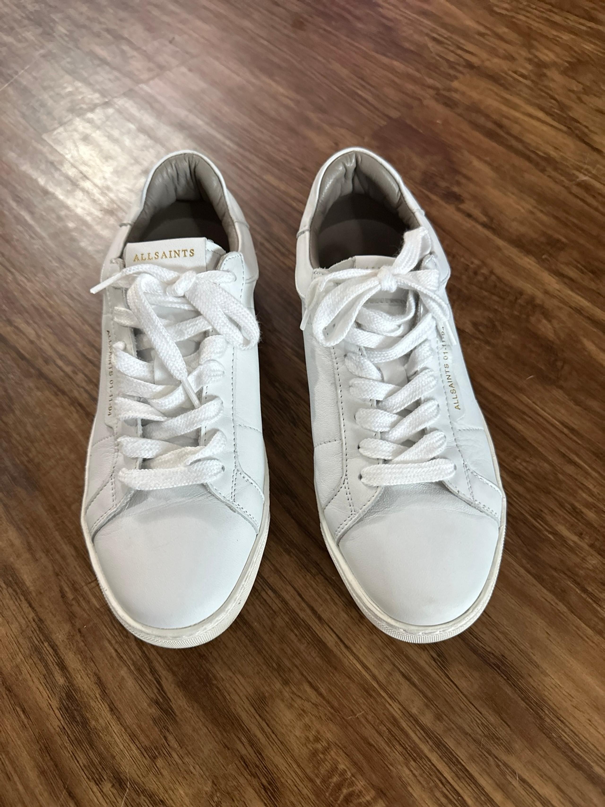 Size 8 Womens AllSaints Sheer Round Toe Leather Sneakers
