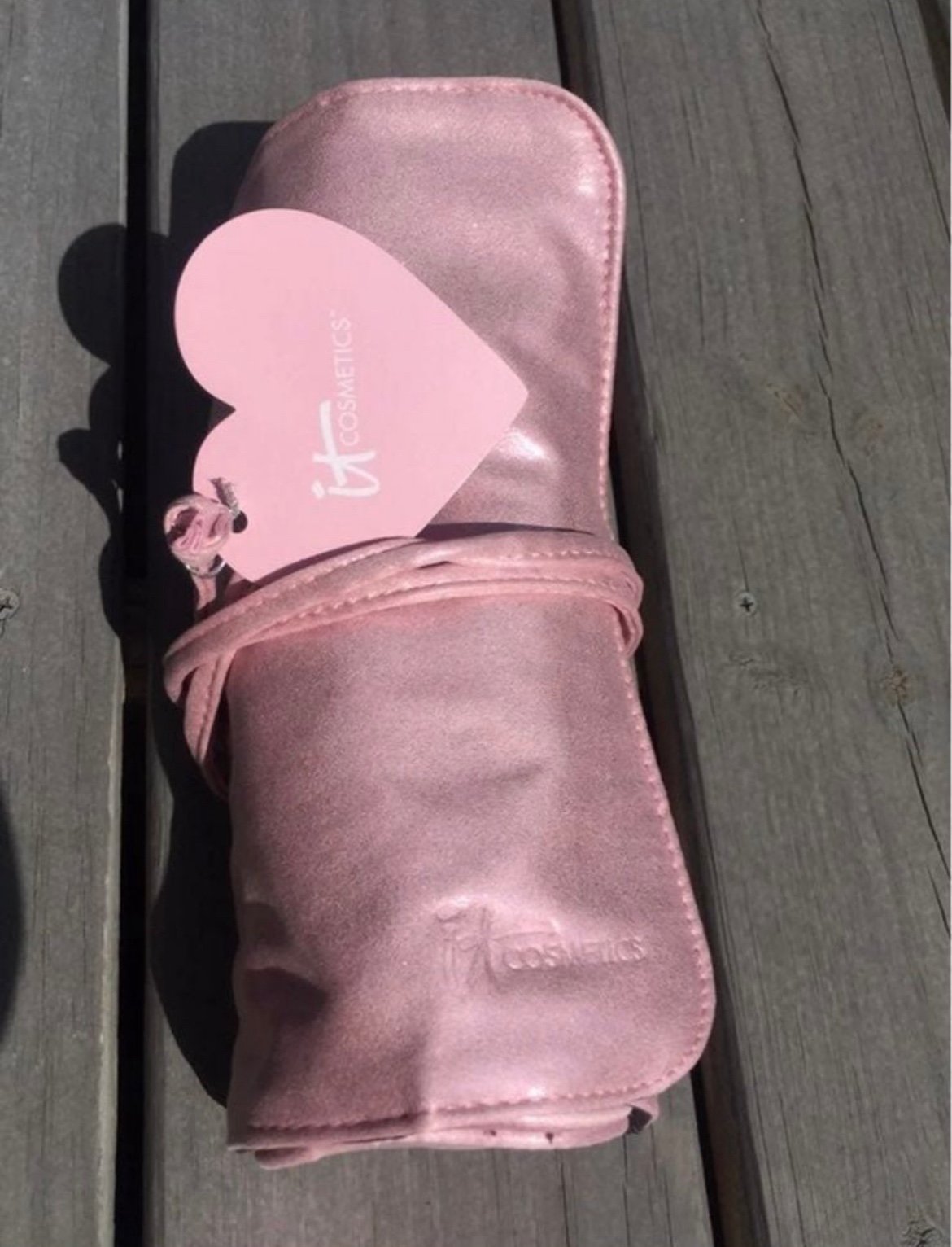 New It Cosmetics Make Up Bag in a light pink