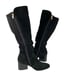 Lucca Lane Womens Size 8 Paris Block Heel Dress Boots Black Suede Tall Buckle