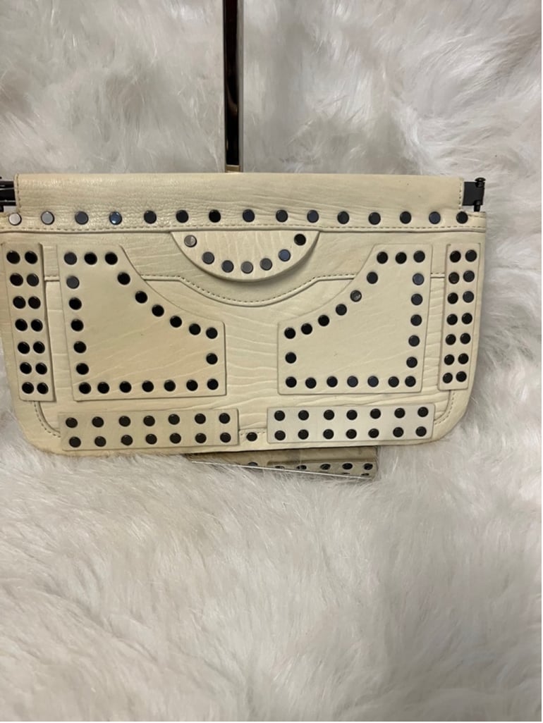 Diane von Furstenberg Cream Leather Clutch