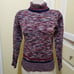 Vintage Knit Turtleneck Sweater / Burgundy, White & Blue