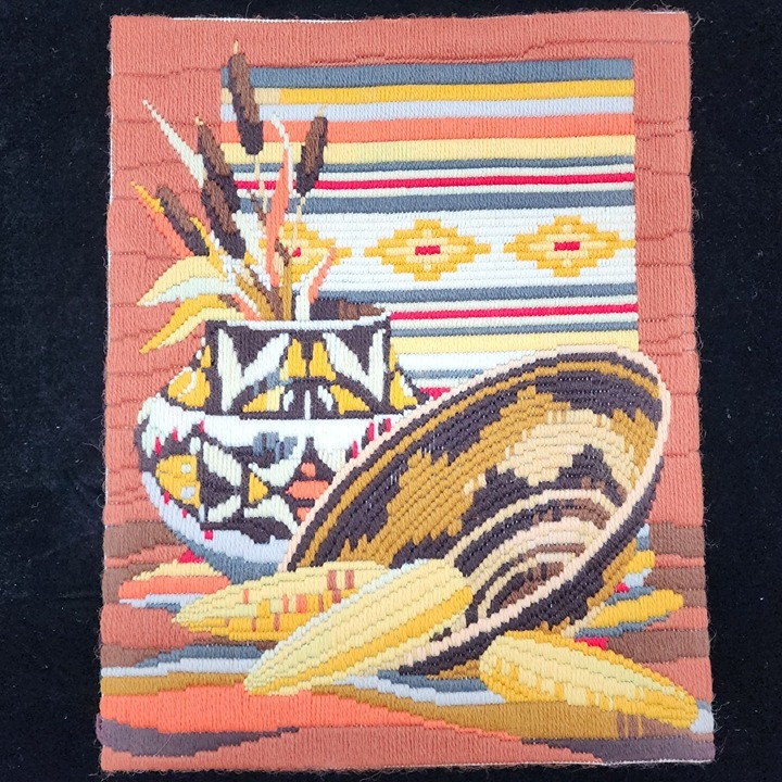 Southwestern Tapestry Finished Needlepoint Wall Hanging 1983 Horizons 11 x14 VT