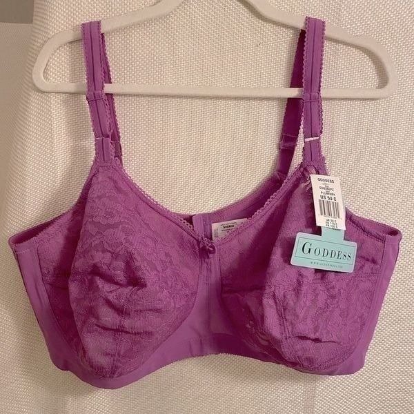 NWT Goddess plum berry lace wireless bra size 50 C