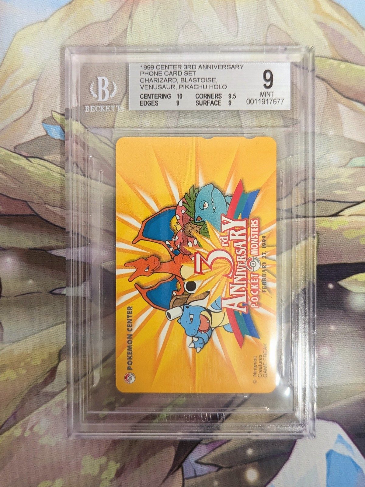 1999 Pokemon Center 3rd Anniversary Phone Card BGS 9