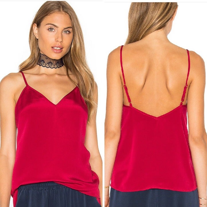 L'ACADEMIE x Revolve The Silk Cami Rouge Dark Red Camisole Tank Top XS NWT
