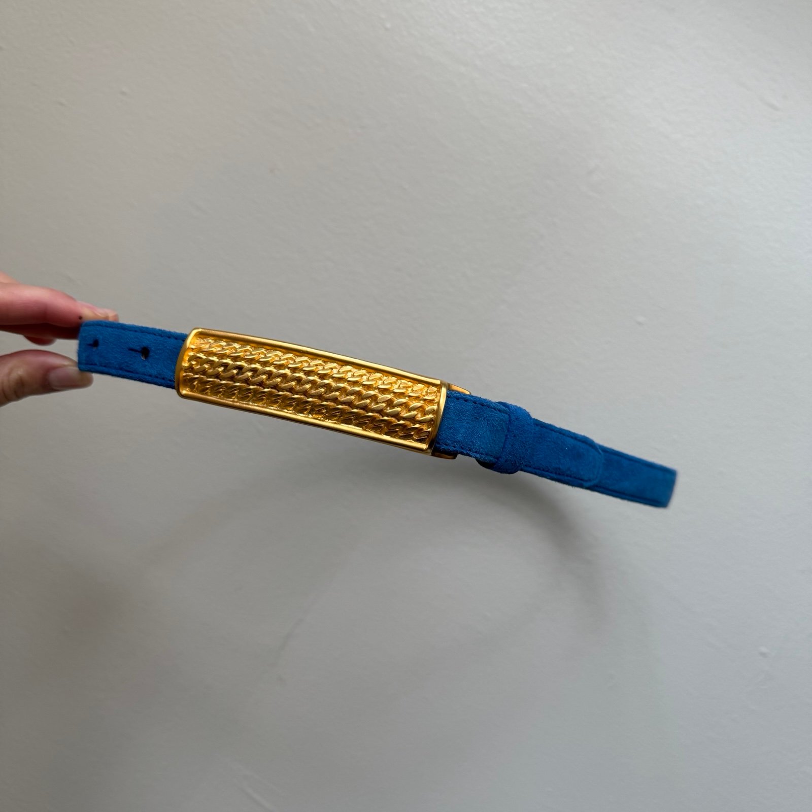 Blue suede belt