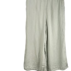 Nicole Miller New York Beige Taupe 100% Linen Wide Leg Pants Size Large