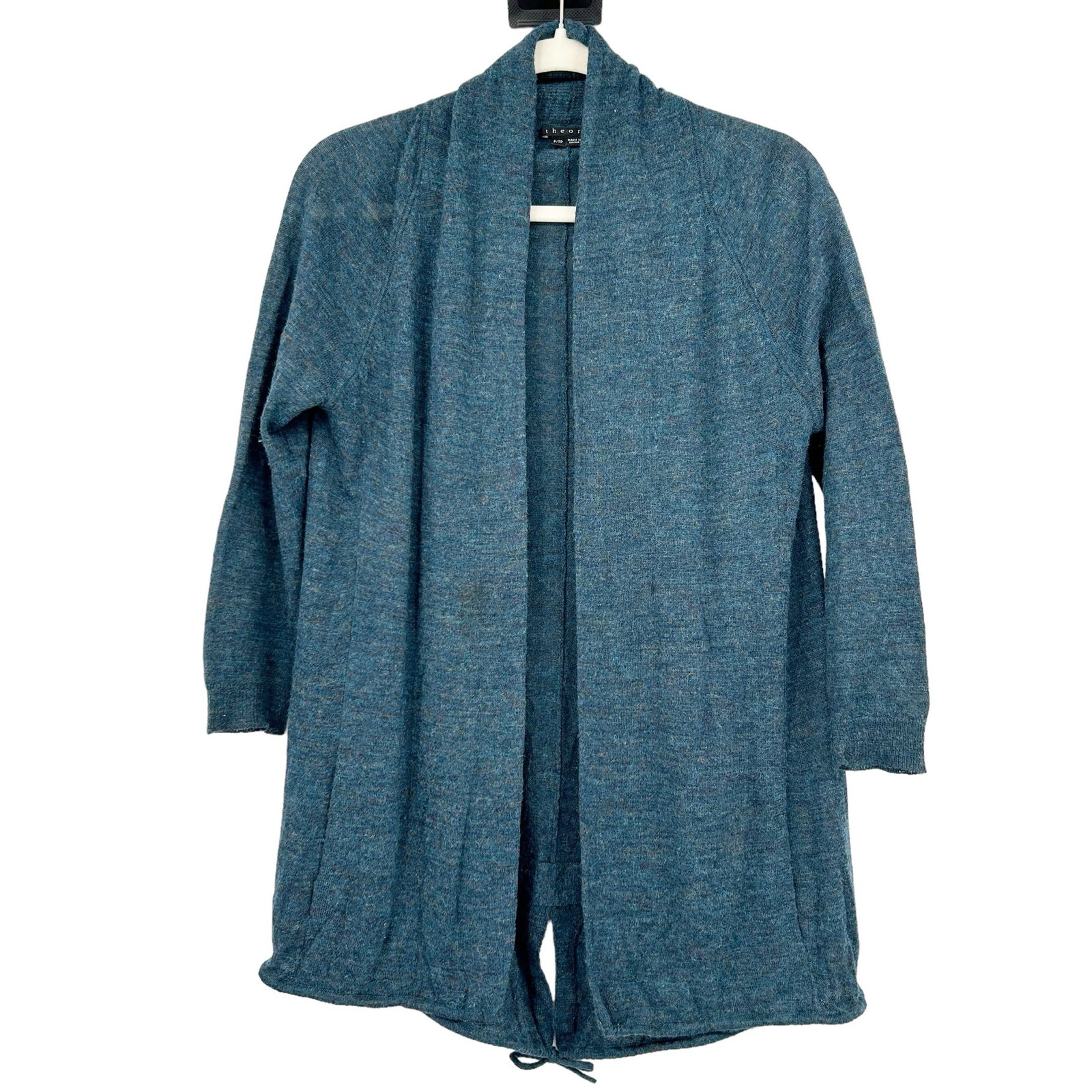 Theory Womens Alpaca Wool Blend Open Front Liliane Cardigan Sweater Size XS Tall