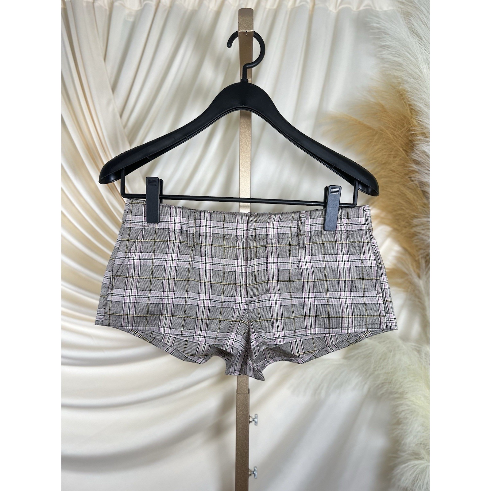 Free People Micro Shorts Plaid Trouser Shorts Summer Boho Preppy Small (4)
