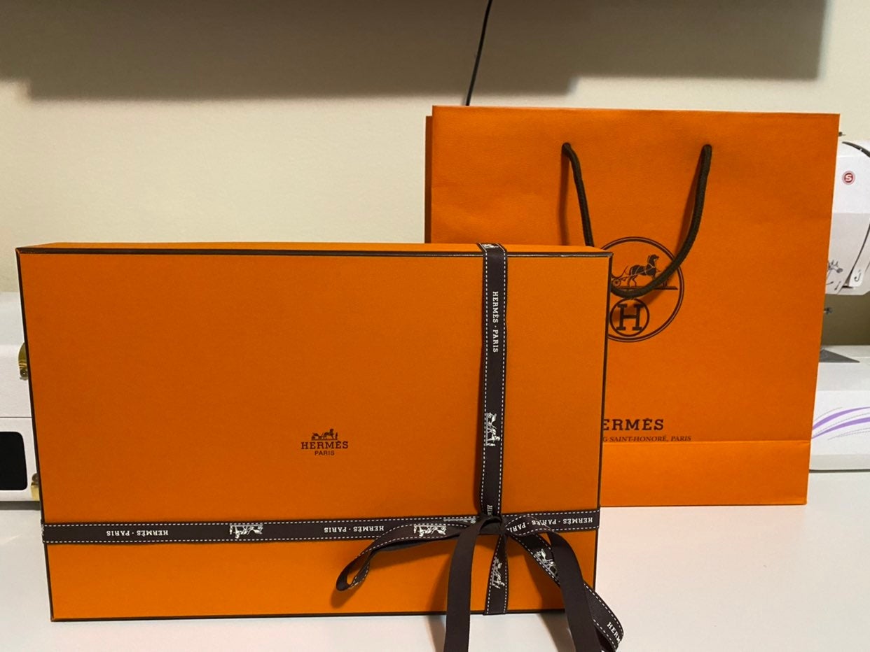 Authentic Hermes Shoe/Sandals Box and Paper bag with ribbon