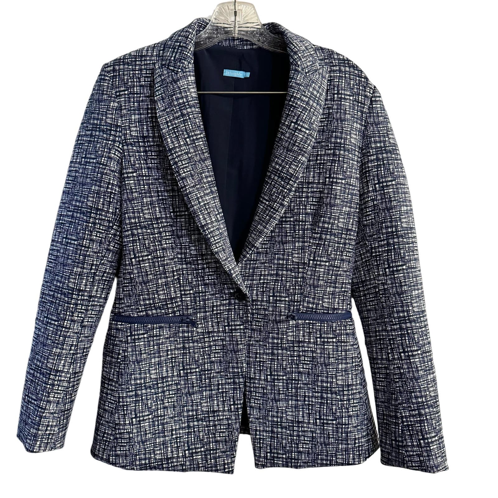 NEW J.McLaughlin Womens Blue Pattern Striped Blazer Jacket Size 6