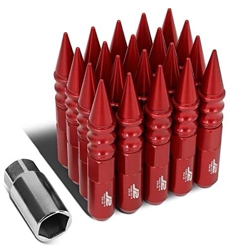 7075 Aluminum Red M12 x 1.5 20Pcs L: 123mm Spiky Cap Lug Nut w/Socket Adapter tu