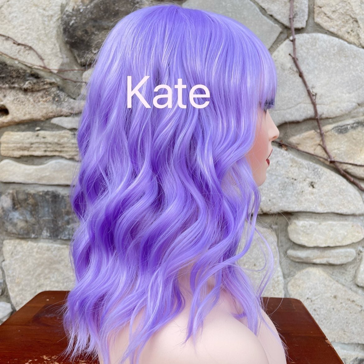 Human hair blend pastel purple wave wig
