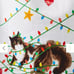 Anthropology Cat Wrapped in Lights Dish Towel